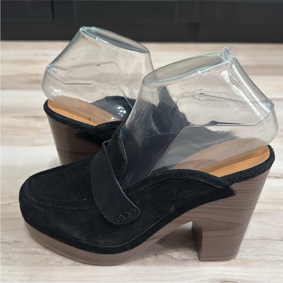 🖤 Splendid Vina Suede Platform Clogs – Black Slip-On Heels - Picture 2 of 7